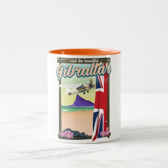 Beautiful Gibraltar Travel poster Two-Tone Coffee Mug (Center)
