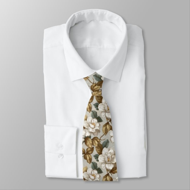 Beautiful Gifts For Guys Gardenias Flower Tie (Tied)