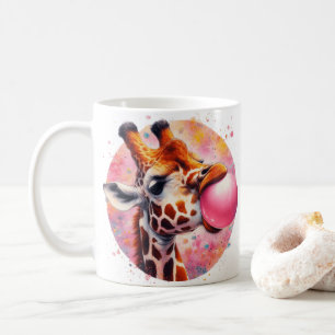 beautiful giraffe blowing bubblegum coffee mug