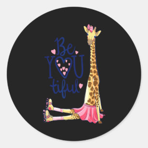 Beautiful Giraffe _ Inspire Be You Giraffe Animal  Classic Round Sticker