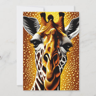 Beautiful Giraffe on a Glitter Gold Background  Thank You Card