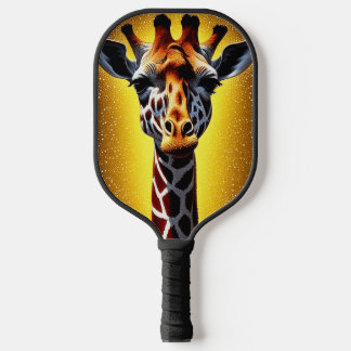 Beautiful Giraffe with a Gold Glitter Pickleball Paddle