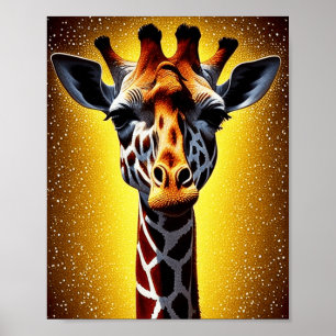 Beautiful Giraffe with a Gold Glitter Poster