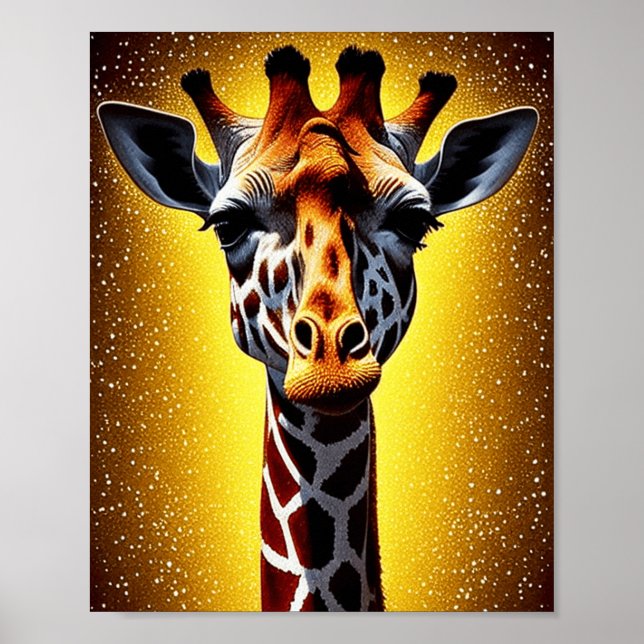 Beautiful Giraffe with a Gold Glitter   Poster (Front)
