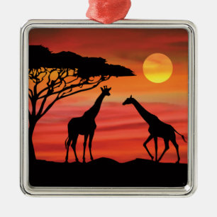 Beautiful Giraffes in the African Serengetti Metal Ornament