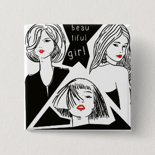 beautiful girl 15 cm square badge