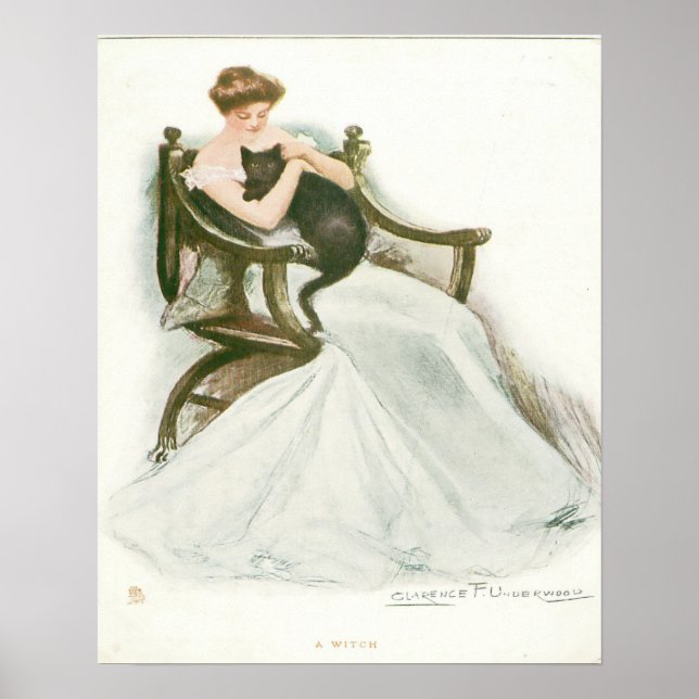 Beautiful Girl and Black Cat Poster (Front)