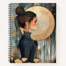 Beautiful Girl and Moon Notebook