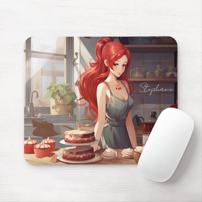 Beautiful Girl Baking In The Kithcen Mouse Pad (With Mouse)