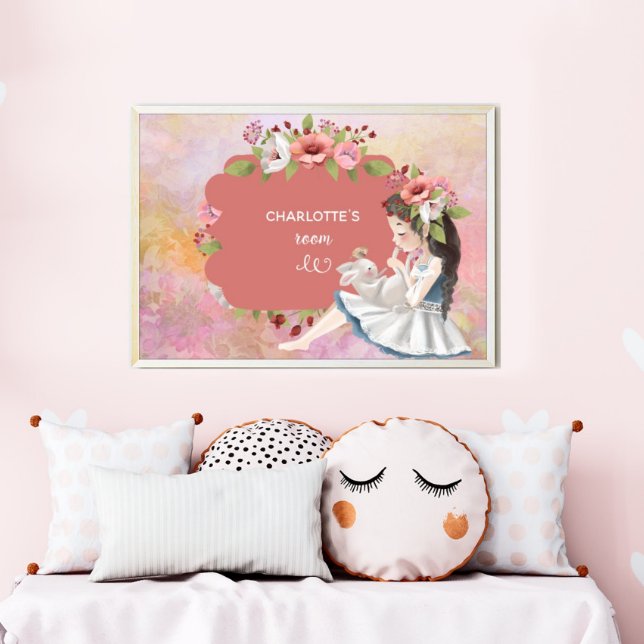 Beautiful Girl, Bunny and Flowers Kids' Poster (Creator Uploaded)