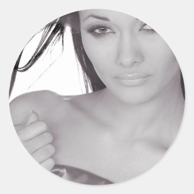 beautiful girl classic round sticker (Front)