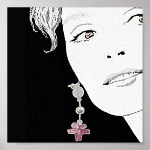 Beautiful girl face fashion illustration fine art poster