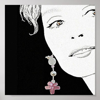 Beautiful girl face fashion illustration fine art poster