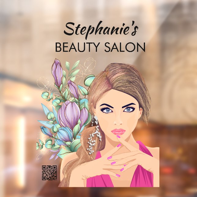 Beautiful Girl &Flower Beauty Salon With QR Code (Sheet 2)