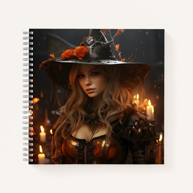 Beautiful Girl Halloween Witch Awesome Portrait Notebook (Front)