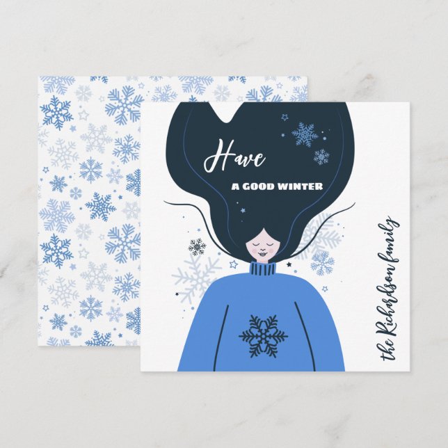 Beautiful girl Have a good Winter Card (Front/Back)