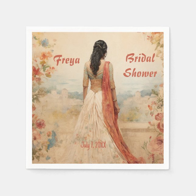 Beautiful Girl in Sari Personalised Napkin (Front)