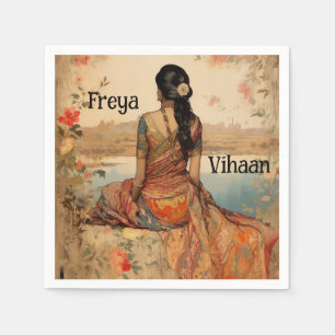 Beautiful Girl in Sari Personalised Napkin