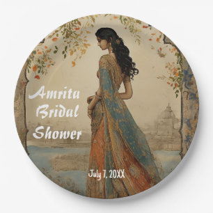 Beautiful Girl in Sari Personalised Paper Plate