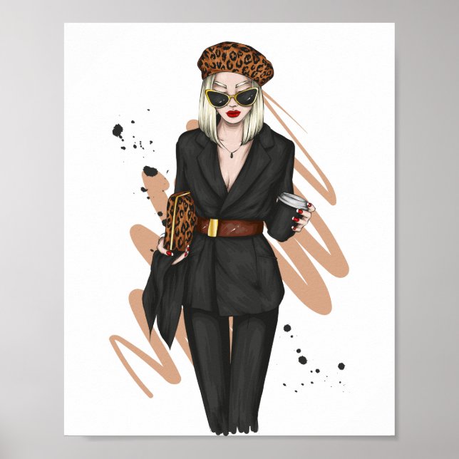 Beautiful girl in stylish clothes with fashion acc poster (Front)