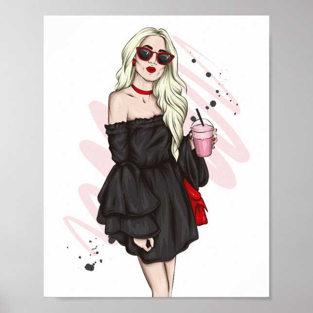 Beautiful girl in stylish clothes with fashion acc poster (Front)