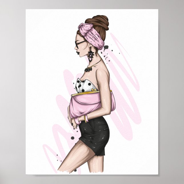 Beautiful girl in stylish clothes with fashion acc poster (Front)