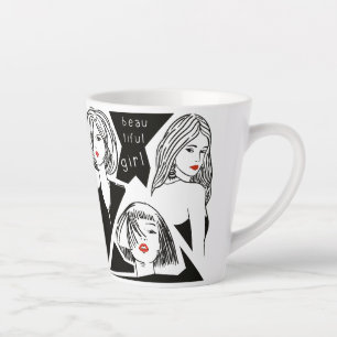 beautiful girl latte mug