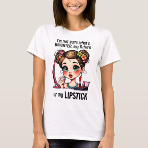 Beautiful Girl Lipstick Make-up Colourful Flower T-Shirt