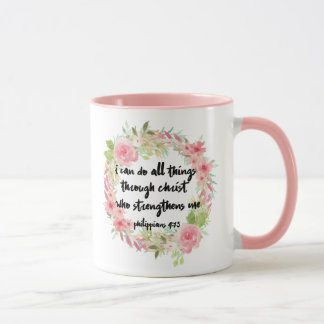 Beautiful Girl Philippians 4:13 Pink Rose Mug
