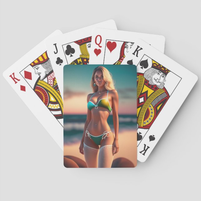 Beautiful girl pose in bikini Playing Cards (Back)