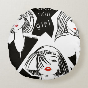 beautiful girl round cushion