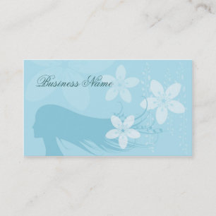 Beautiful Girl Silhouette Pastel Blue Business Card