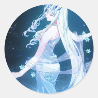 Beautiful girl sticker blue dress