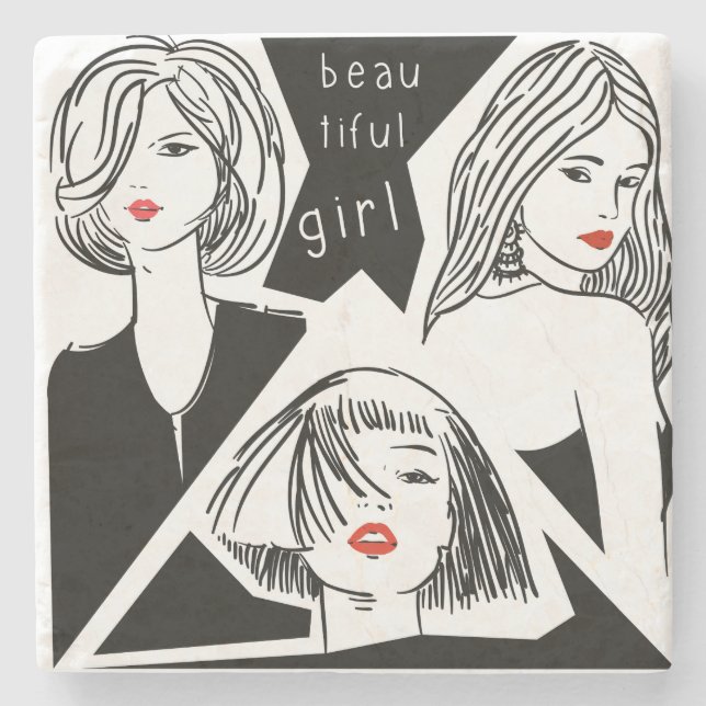 beautiful girl stone coaster (Front)