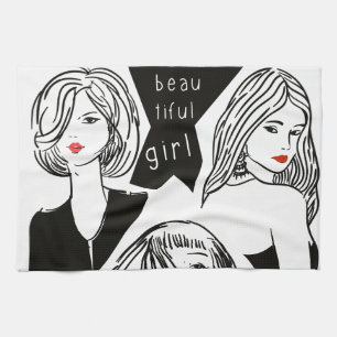 beautiful girl tea towel