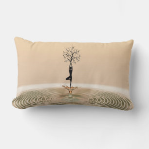 Beautiful Girl Tree Silhouette, Zen Lumbar Cushion