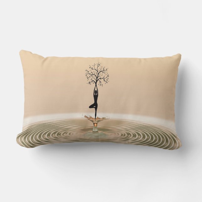 Beautiful Girl Tree Silhouette, Zen Lumbar Cushion (Front)