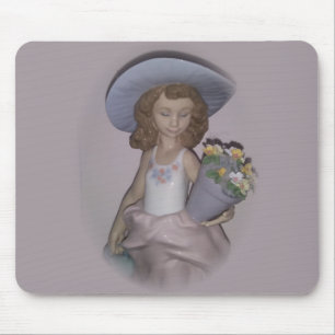 Beautiful Girl w/Flowers Lladro Mouse Pad