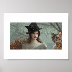 Beautiful girl with a cat art Wall art