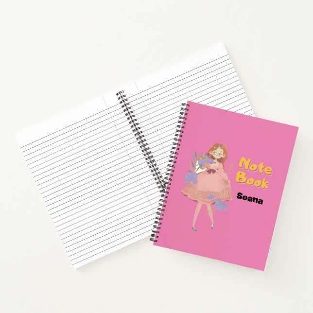 Beautiful Girl with Flowers Spiral Notebook (Inside)