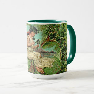 Beautiful Girl with Shamrocks  Mug