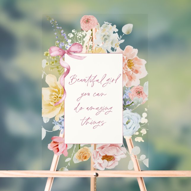 Beautiful Girl You Can Do Amazing Things Acrylic Sign (Neutral)