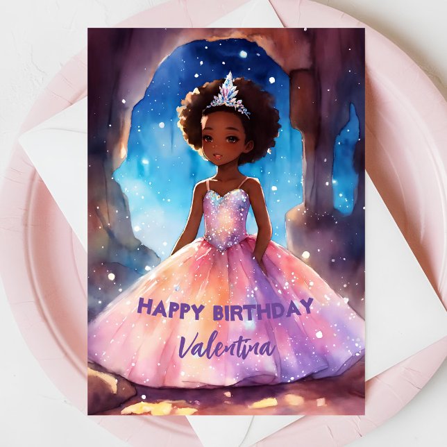 Beautiful girl's full dress princess birthday card (Creator Uploaded)
