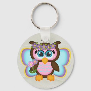 Beautiful Girly Fairy Owl Key Ring
