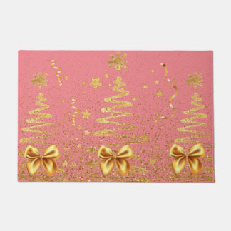 Beautiful girly glam gold trees cute modern pink doormat