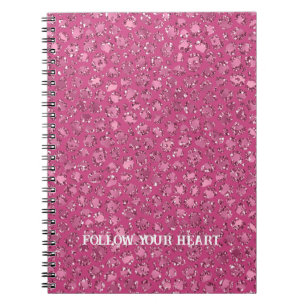 Beautiful Girly Pink Glitter Glitzy Leopard Print Notebook