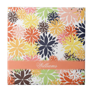 Beautiful girly trendy floral illustration pattern ceramic tile