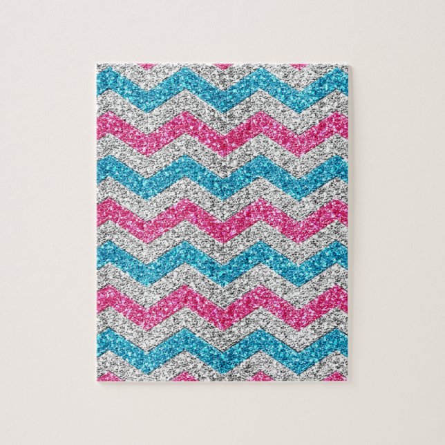 Beautiful girly trendy glitter shining zigzag jigsaw puzzle (Vertical)