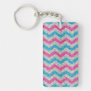 Beautiful girly trendy glitter shining zigzag key ring