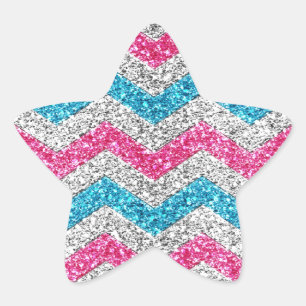 Beautiful girly trendy glitter shining zigzag star sticker